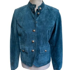 Charter club, genuine, suede jacket, small/petite dark turquoise